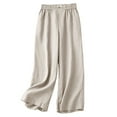 thumbnail image 1 of VEKDONE Womens Linen Long Pants Beige L, 1 of 4