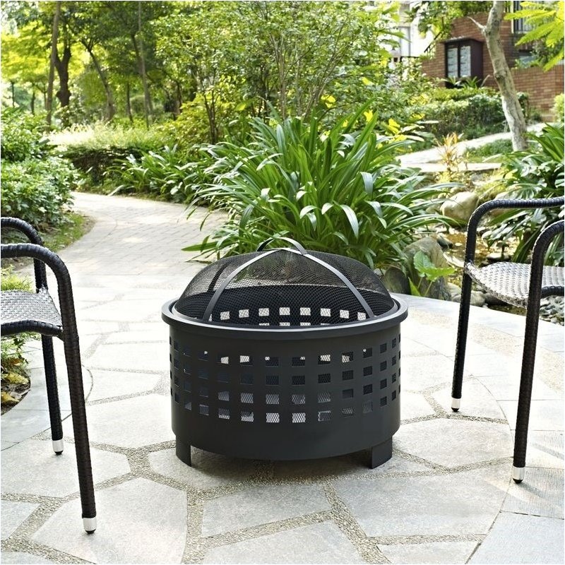 Pemberly Row Basket Weave Firepit in Black by Pemberly Row