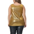 thumbnail image 3 of Agnes Orinda Women's Plus Size Tops Round Neck Sleeveless Party Clubwear Holographic Shiny Metallic Tank Top 2X Gold, 3 of 6