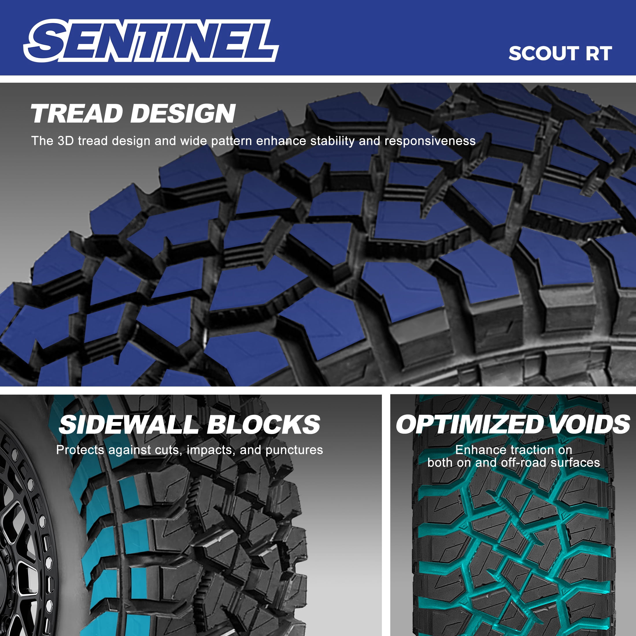 Sentinel Scout RT Rugged Terrain 33X12.50R22LT 109Q 10PR E Light Truck Tire 33/12.50/22