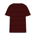 thumbnail image 3 of ALLLIST Short Sleeve Womens Tops Clearance Under $5 Striped Notch Neck Red Button T-Shirts Oversized Casual Womens Shirts Clearance, 3 of 4