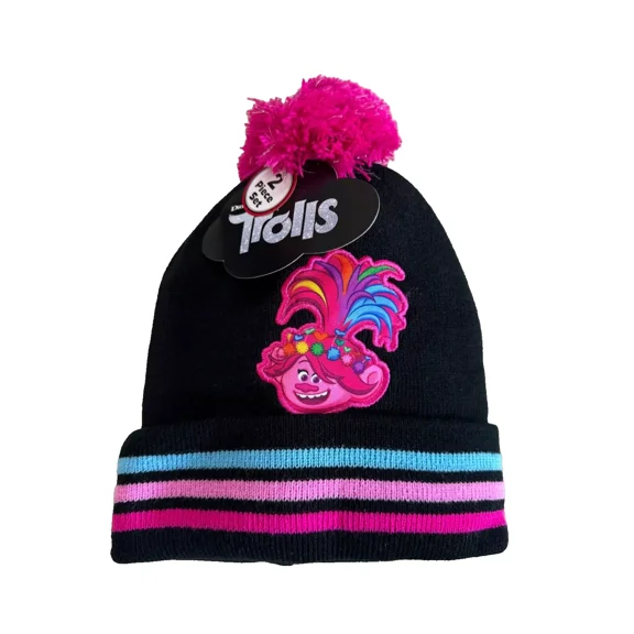 DreamWorks Girls Trolls Pom Pom Winter Hat Glove Set for Little Girls Age 4-7