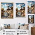 thumbnail image 4 of Designart "Green Grey Mills curious Windmill" Cityscapes Floater Framed Wall Art Living Room, 4 of 7