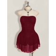 thumbnail image 3 of Plus Size Burgundy Strapless Pleated Mesh Mini Dress, 3 of 10