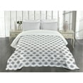 thumbnail image 3 of Ambesonne Floral Quilted Bedspread Set 3 Pcs, Grey Squares Flowers, Queen Size, Grey Grey White, 3 of 5