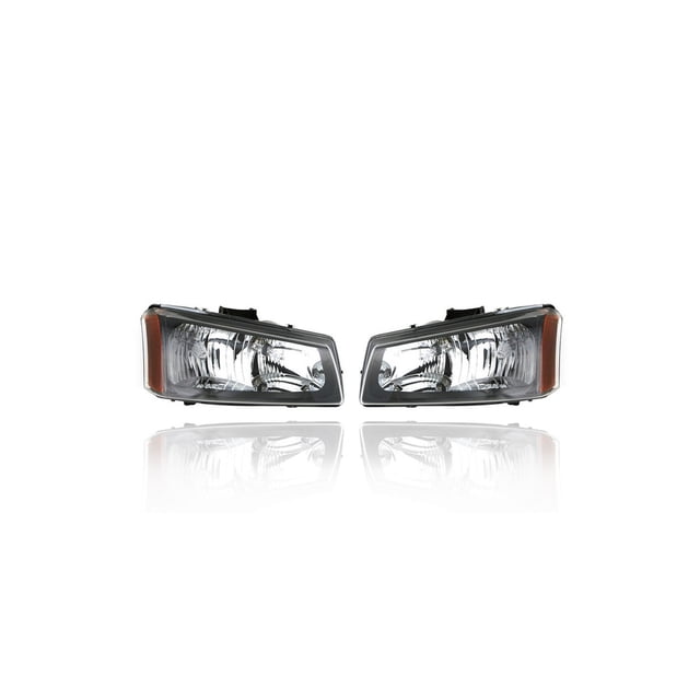 Headlight Assembly - TYC Compatible/Replacement for '03-04 Chevrolet Silverado/Avalanche (Exclude Black Bezel/Body Cladding Model) - With Chrome Bezel - Left + Right Set - 10396912, 10396913 - CAPA
