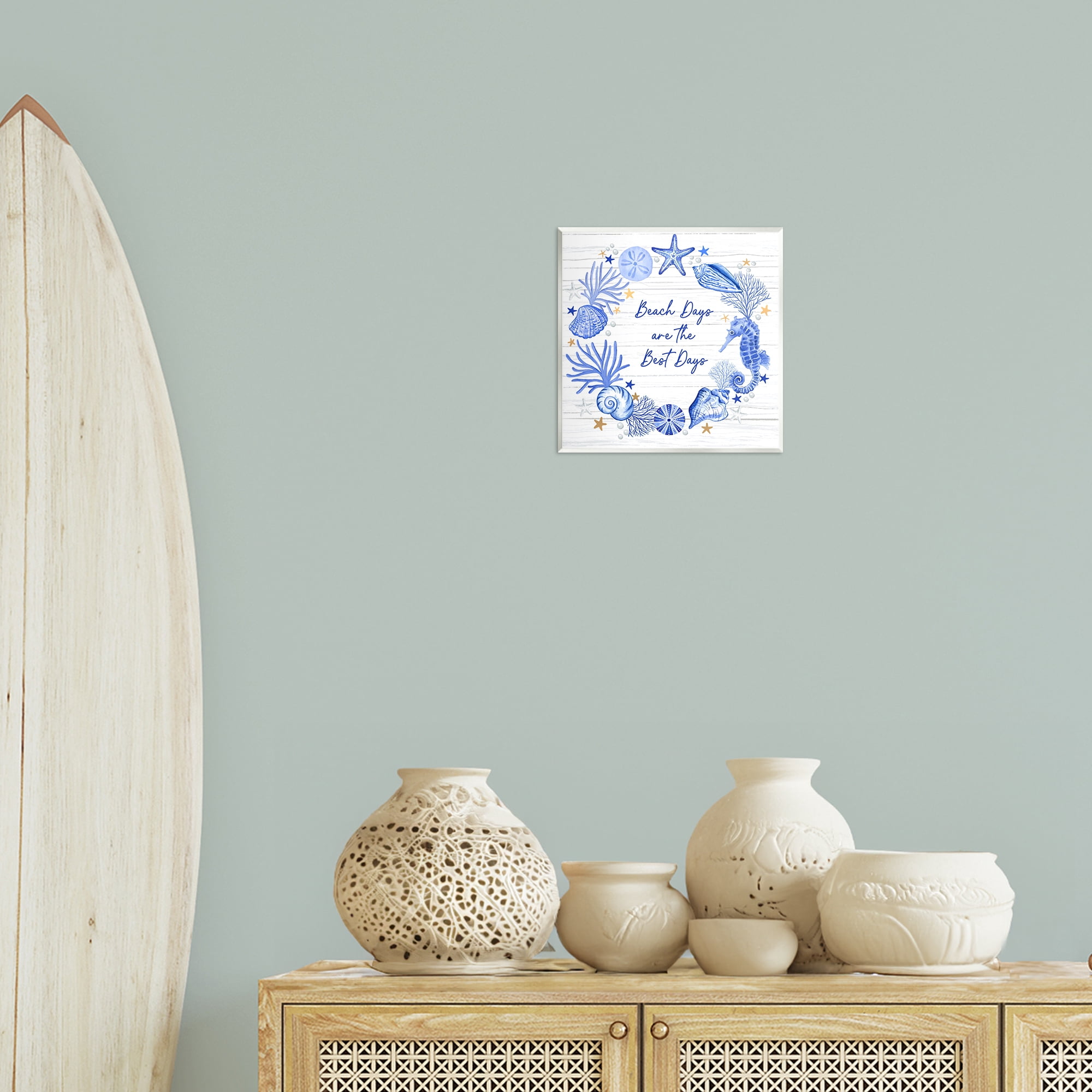 Stupell Industries Beach Days Best Wreath Nautical & Beach Painting Unframed Art Print Wall Art, 12 x 12