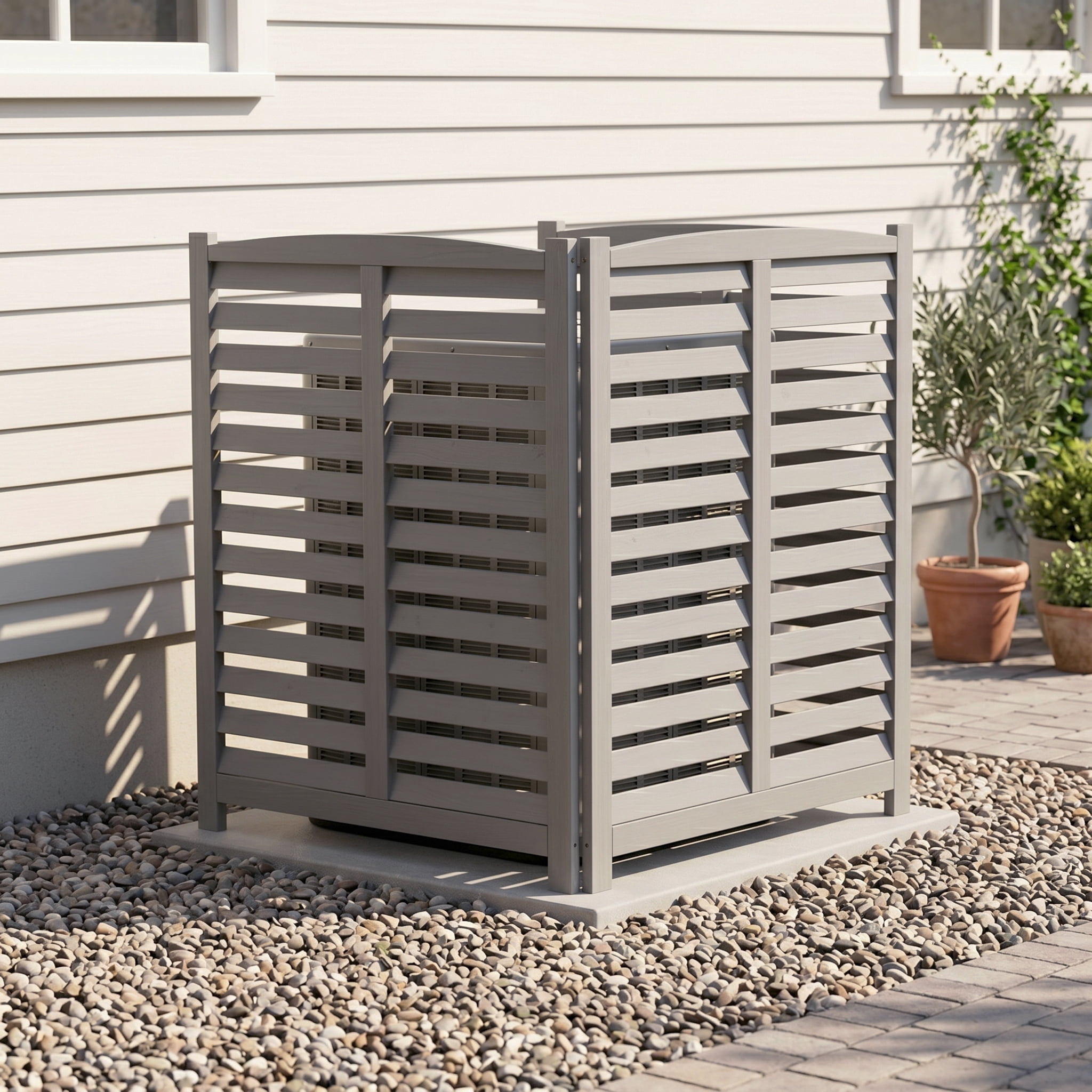 3-Panel Solid Wood Privacy Screen 32×38 Inch, Ventilated Outdoor AC Unit Fence Freestanding Enclosure for Trash Cans Pool Pump Patio Garden Decor