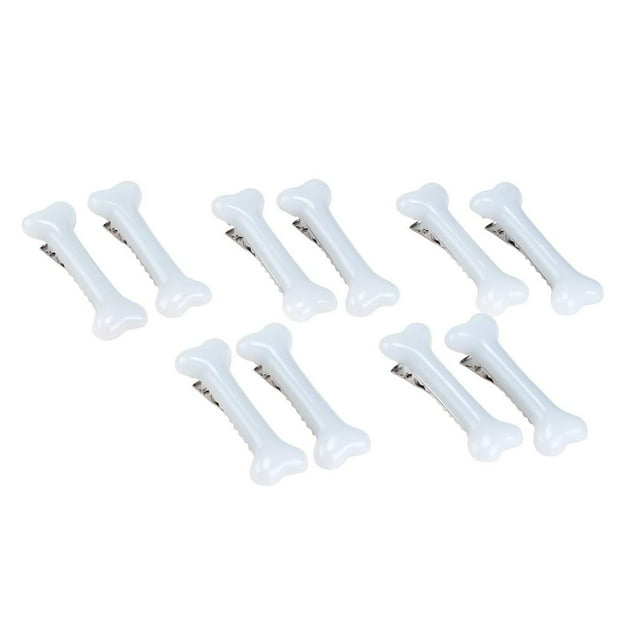 Pinzas para el pelo con forma de hueso de perro blanco de Binaryabc, horquillas, accesorios para fiesta de cosplay de Halloween, 10 unidades