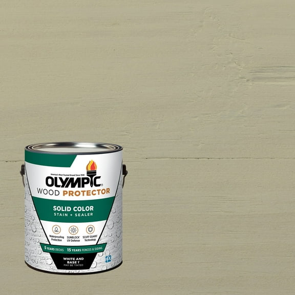 Olympic 1 Gallon SC-1032 Fog Exterior Solid Wood Protector Stain Plus Sealer in One