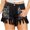 Black, variant on YYDGH Women's Sequin Pockets Rhinestone Tassel Jean Short Curly Fringe Casual Denim Shorts Black S