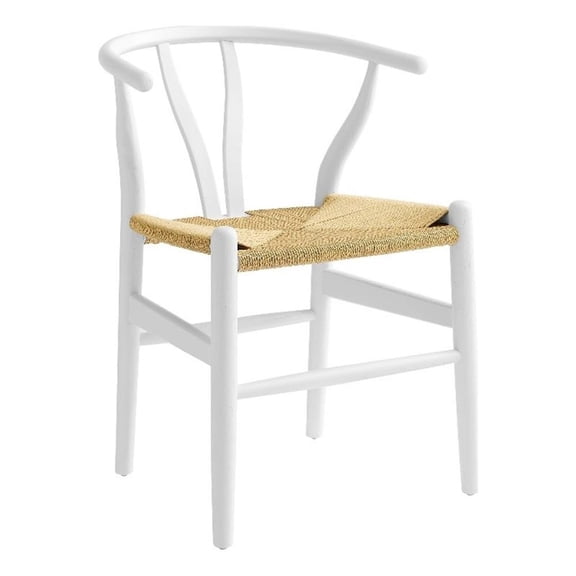 Maklaine Contemporary Elm Wood Dining Chair Dining Chair in White