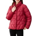 thumbnail image 4 of Bixock Women Clothes Outerwear Fall and Winter Casual Solid Color Long Sleeve No Hood Quilted Jacket, 4 of 5