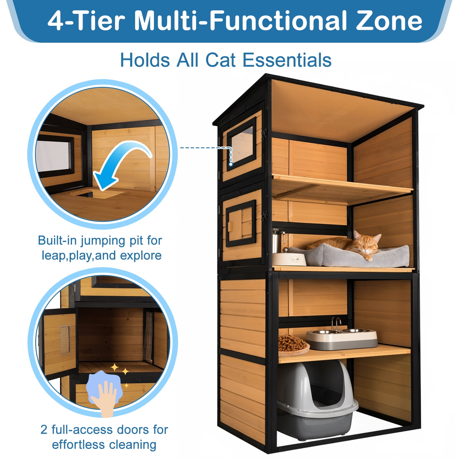 Large Catio Outdoor Cat Enclosure Window Acess Walk-in Cat Cage Cat House for Multiple Indoor Outdoor Cats Outside Patio