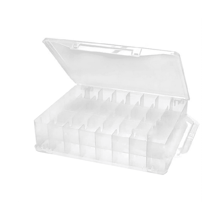  46 Grids Sewing Organizer, Double Sided Thread Box Storage,  Portable Clear Plastic Organizer Box for Embroidery and Sewing Threads,  Embroidery Floss, Crafts, Small Toys (Clear)
