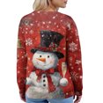 thumbnail image 4 of Women's Fashion Long Sleeve Christmas Snowman Snowflake Print Jacket Cardigan for Holiday Party and Casual Daily Wear,Red,S, 4 of 6