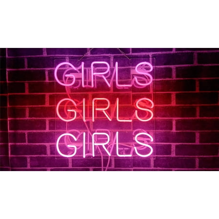 Queen Sense 20" Girls Girls Girls Neon Sign Acrylic Man Cave Pub Bar Wall Decor Artwork Handmade Neon Light 120GGGPPPA