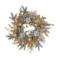 thumbnail image 2 of Hvmvliv 19.69in Frosted Pine Needles Christmas Wreath Front Door Ball Ornament Hanging Rattan Artificial Xmas Wreath Outdoor Christmas Decoration Gold, 2 of 6