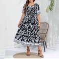 thumbnail image 4 of Vestido de Verano de Manga Corta para Mujeres Moda Sexy Tamaño Grande Impresión Plegado Cuello en V, Playa Casual Y Vestido de Fiesta, 4 of 8