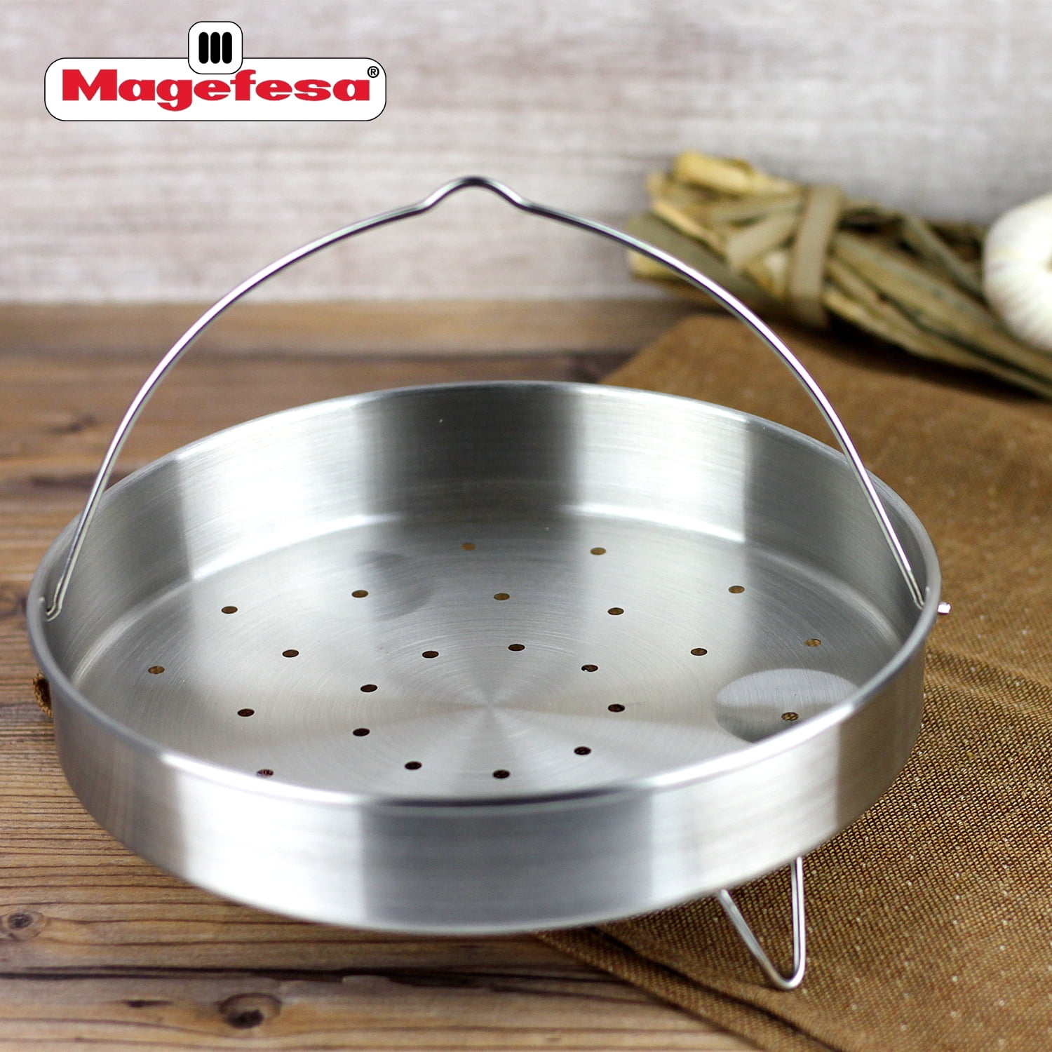 MAGEFESA Basic Stainless Steel Steamer Basket with Tripod, Universal 7.9-Inch Size for Pressure Cookers and 8.7-Inch Cookware