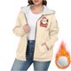 thumbnail image 4 of Sudadera informal con capucha y manga larga para mujer, estilo navideño, de gran tamaño, color liso, con cremallera, capucha y forro polar grueso, chaqueta de manga larga con hombros descubiertos, blu, 4 of 5