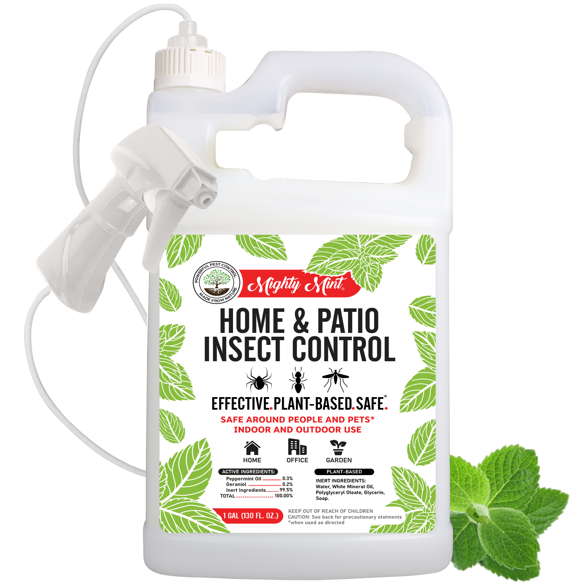 Mighty Mint Peppermint Oil Home & Patio Insect Control Spray Natural Indoor & Outdoor Bug Control for Spiders, Ants, Roaches, and More, 130 fl. oz.