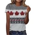 thumbnail image 1 of T-shirt Imprimé pour Femmes, Manches Courtes Col Rond Décontracté Mélange Coton-Polyester Léger Respirant Haut pour Usage Quotidien et Magasinage, 1 of 5