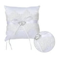 thumbnail image 5 of Lace Wedding Ring Pillow Crystal Double Heart Ring Cushion Bearer for Beach Wedding Ceremony, 5 of 9