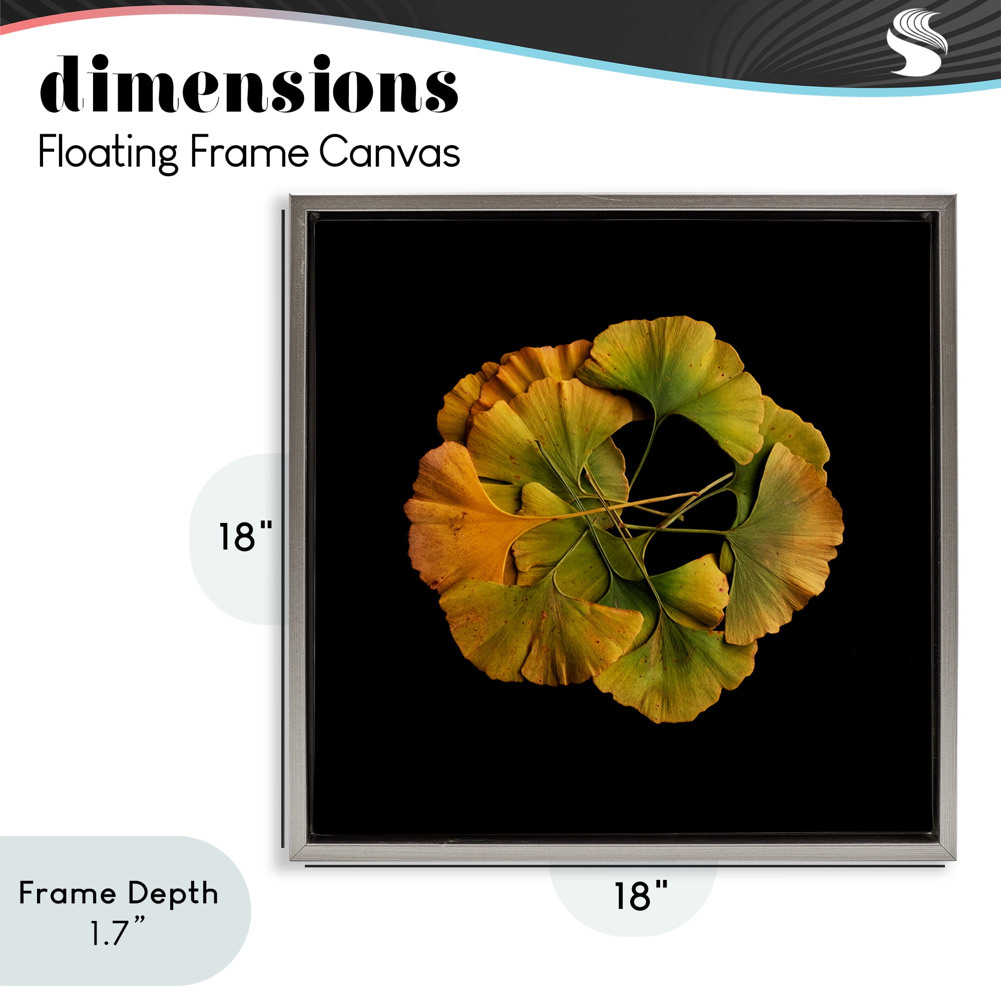 Stupell Industries Overlapping Ginkgo Leaves Gray Framed Floater Canvas Wall Art, design by Beth Adoette