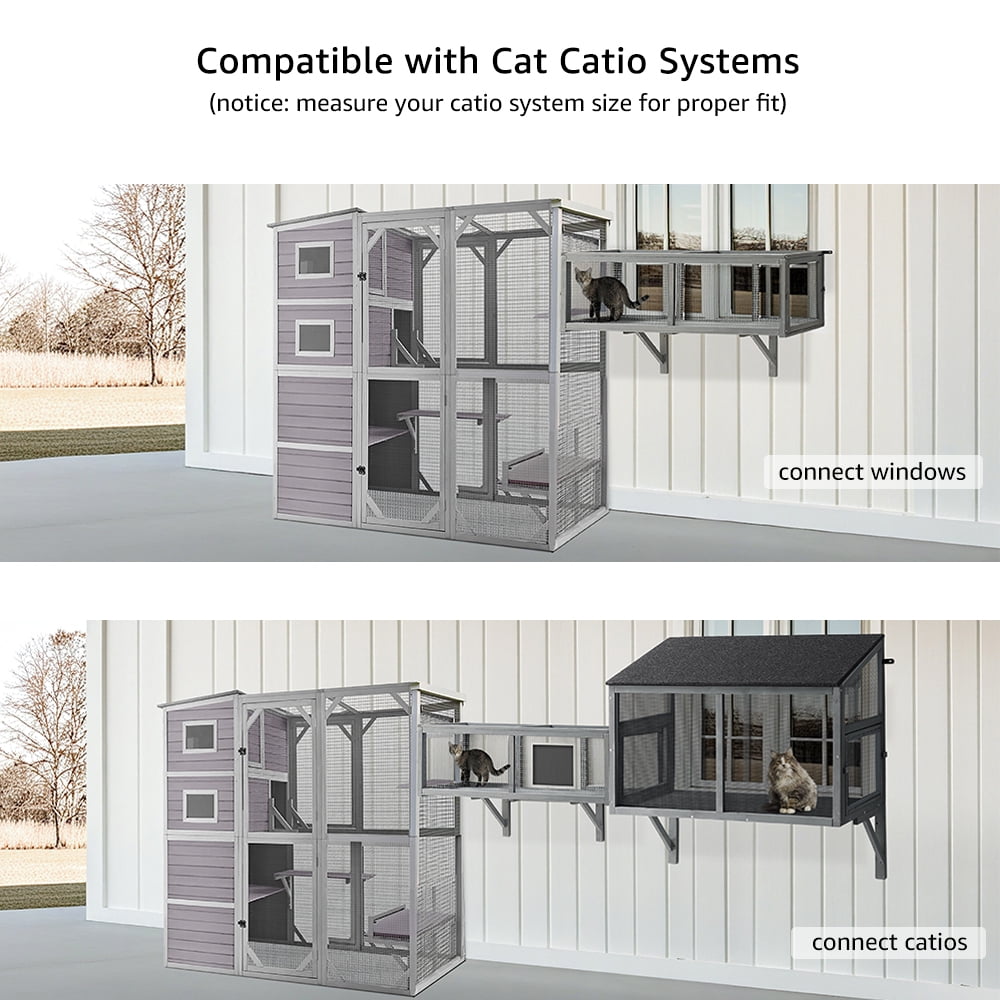 unipaws Outdoor Cat Tunnel, Extendable Passage Connect Home to Outdoor Cat Catio Enclosure House, 45’’ Safe Tunnel Walkway for Indoor Kittens, Wooden Pet Tube for Window Deck Patio Balcony Garden