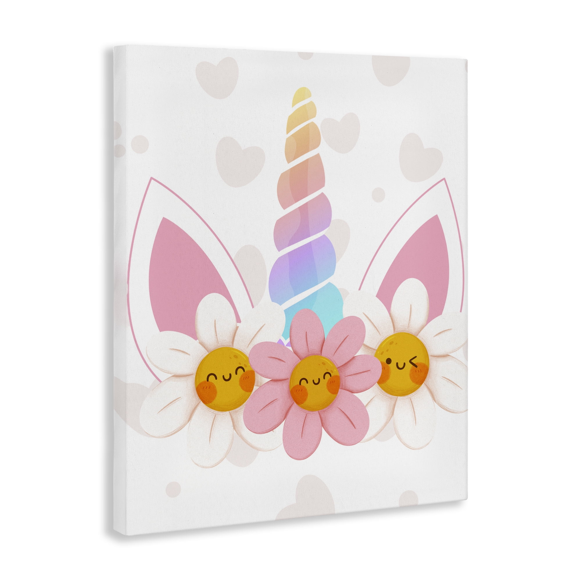 Daisy Unicorn with Hearts Canvas Wall Art, design by Jesse Keith