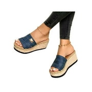 Rotosw Womens Sandals Wedge Heel Ladies Summer Slip On Platform Shoes Size