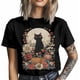 thumbnail image 4 of Camisetas casuales de manga corta con estampado de gato negro y flores de calabaza para hombre., 4 of 8