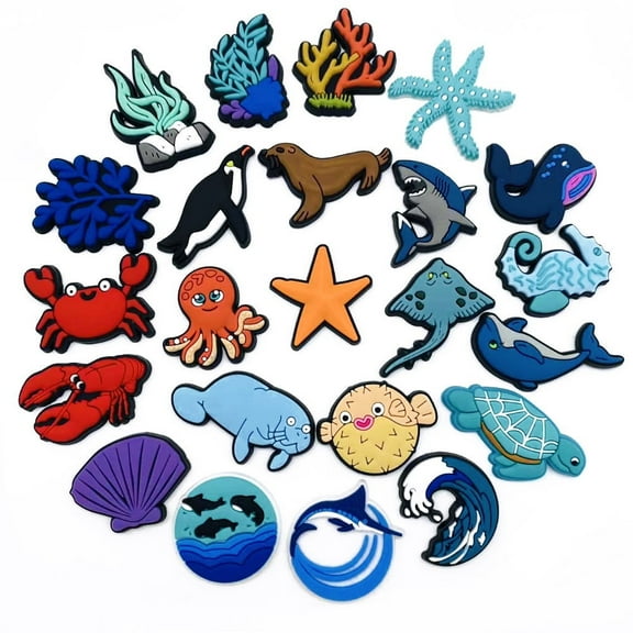 Shoe Charms Cute Marine Animals Cartoon Cute Shoe Ornaments - Shoe Decoration Charms for Holiday Gifts for Boys and Girls - PVC Waterproof Plastic