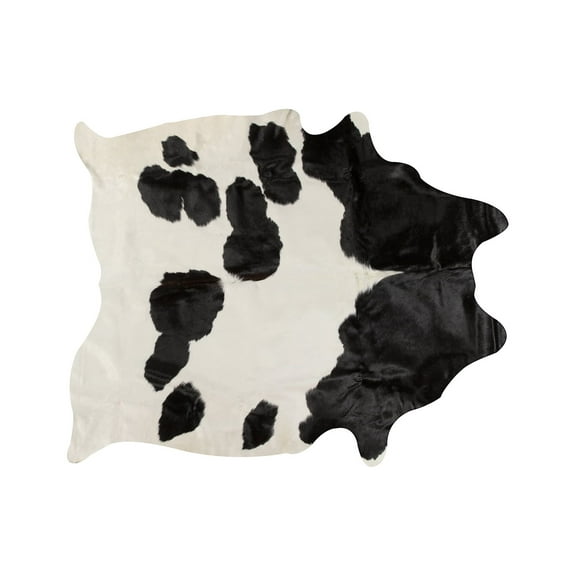 72" x 84" White and Black Cowhide  Rug