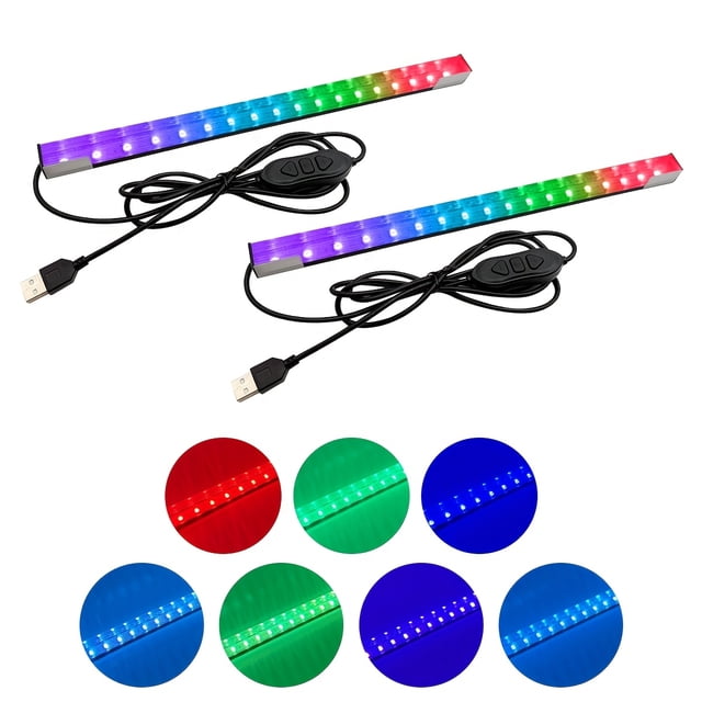 HLONK RGB Aquarium Landscape Light 7 Colors with 3 Dynamic Modes 5 Brightness Levels RGB Fish Tank Light USB Low Voltage Powered Sticks to the Outside of Transparent Aquarium Without