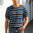 thumbnail image 3 of Striped T Shirts for Man Summer Short Sleeve Crewneck Relaxed Fit Color Block Casual Tee Shirt Streetwear, 3 of 5