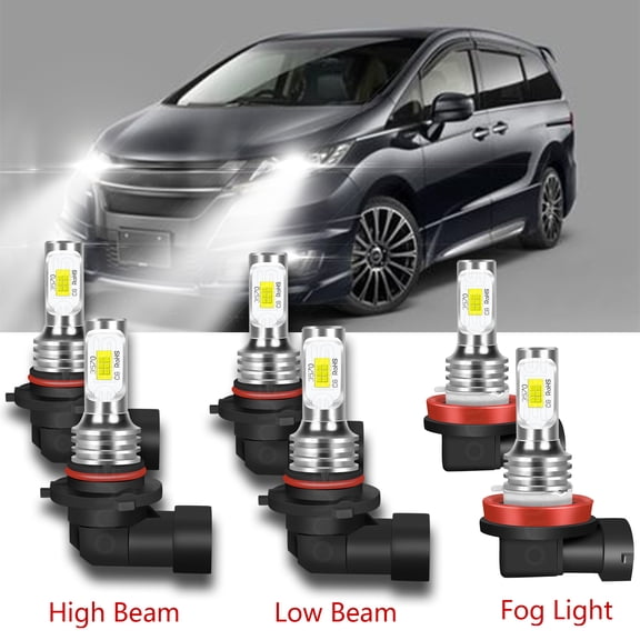 BMZONCC for Honda Civic 2006-2013 6000K White LED High/Low Beam Headlight Fog Light Bulbs