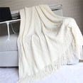 thumbnail image 1 of Fluffy Fringe Throw Blanket Lightweight Soft Cozy for Bed Sofa Chair Throw Blankets, Off White 127*182cm, 1 of 5