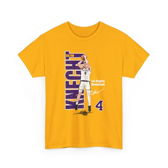 Los Angeles Dalton Knecht #4 3 Point jumpshot tired game Basketball Cartoon Unisex Heavy Cotton Tee-KBDK003-Gold-S