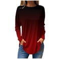 thumbnail image 2 of Womens Shirts Womens Blouses Dressy Casual Fall Hippie Tshirts Shirts Long Sleeve Cute Tops Floral Tunics Tops Crew Neck Sweatshirts Fashion Clothing, 2 of 5