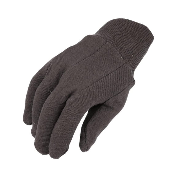 PSBM 24 Pairs Brown Jersey Gloves for Men, Large Size, Industrial Grade, Non-Disposable Safety Work Gloves, Lightweight Cotton Blend
