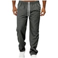 thumbnail image 3 of Men’s Cargo Pants, Joggers, Trousers, Elastic Waistband Drawstring Loose Straight Leg, Multiple Pockets Quick Dry Lightweight, Casual Daily Gym Workout Hiking Travel, | AKLJWH,Dark Gray S, 3 of 9