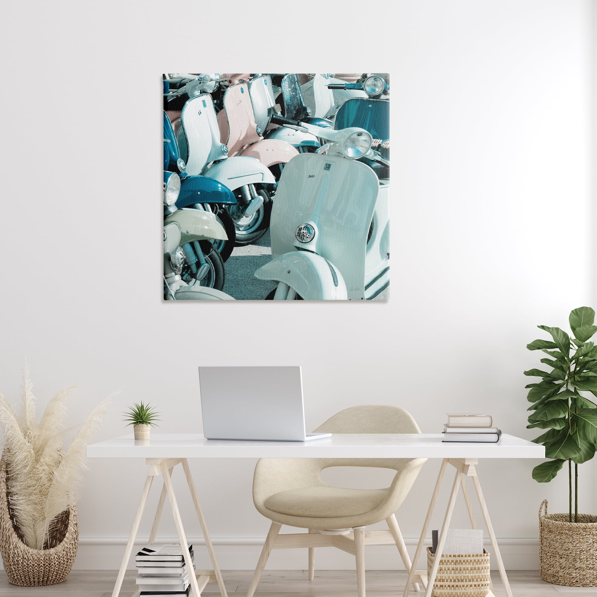 Stupell Industries Lined Up Italian Scooters Transportation Photography Wrapped Canvas Art Print Wall Art, 36 x 36