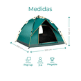 thumbnail image 2 of Casa De Campaña 3-4 Personas Impermeable Portátil color verde, 2 of 4