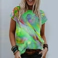 thumbnail image 2 of Pompotops T-Shirt à Manches Courtes Imprimé Col Rond Tendance Été pour Femmes Hauts Décontractés Amples, 2 of 7