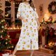 thumbnail image 1 of Camisón de invierno con mangas 3/4 y estampado navideño para mujer, con cremallera y bolsillos, holgado, para mujer, 1 of 8