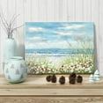thumbnail image 3 of HFDF Beach Scene Canvas Wall Art Seaside White Wildflower & Blue Ocean Seascape Painting Picture Artwork for Bedroom Wall Decoration 18x12inch Framed, 3 of 6