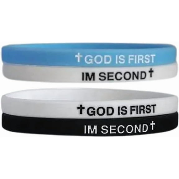 GOD IS FIRST Silicone Bracelet, Inspirational Christian Religious Bracelet Gift, Waterproof Material, Faith Encouragement Jewelry, Unisex