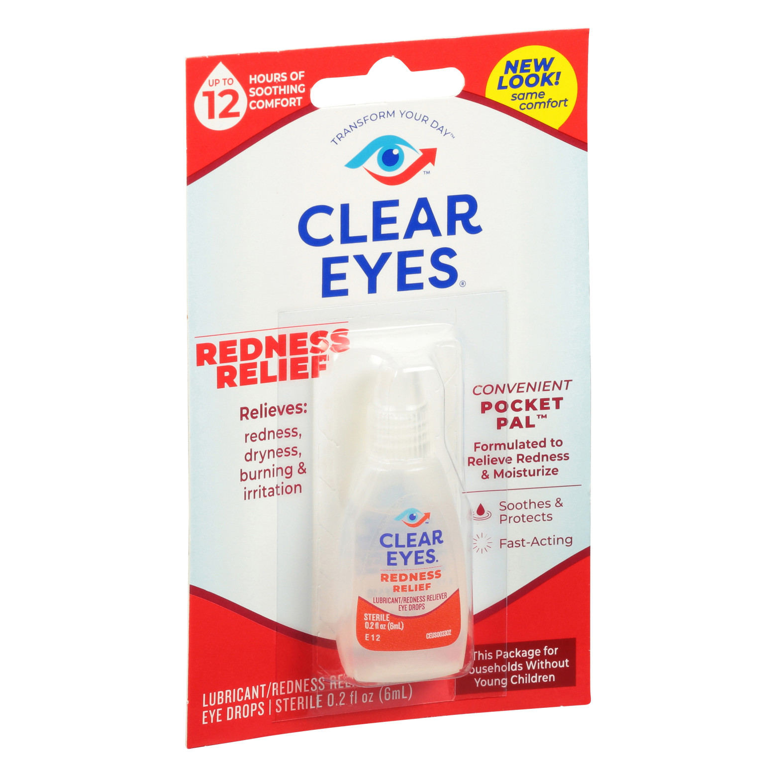 Clear Eyes Redness Eye Relief Lubricant Eye Drops, Pocket Pal, 0.2 fl oz